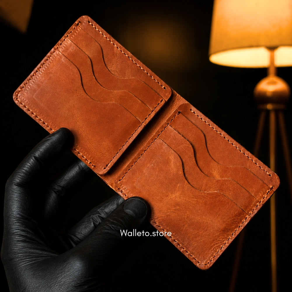 Vintage Pull-Up Wallet – Premium Pure Bull Leather Bifold Wallet